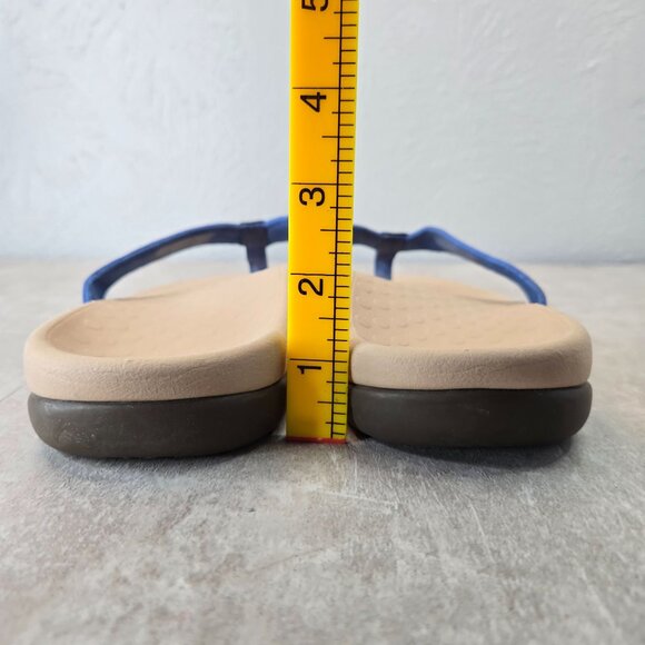 Vionic Casandra Thong Sandals Sz 10 Blue Leather Open Toe Arch Support Flip Flop - Picture 4 of 11